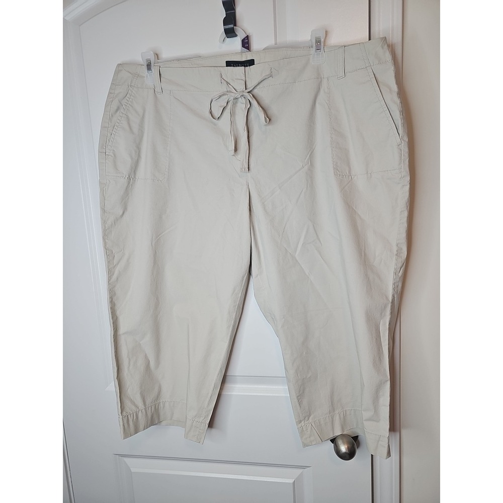 Talbots Women's Heritage Cropped Pants Khaki Plus size 20WP Cotton Spandex